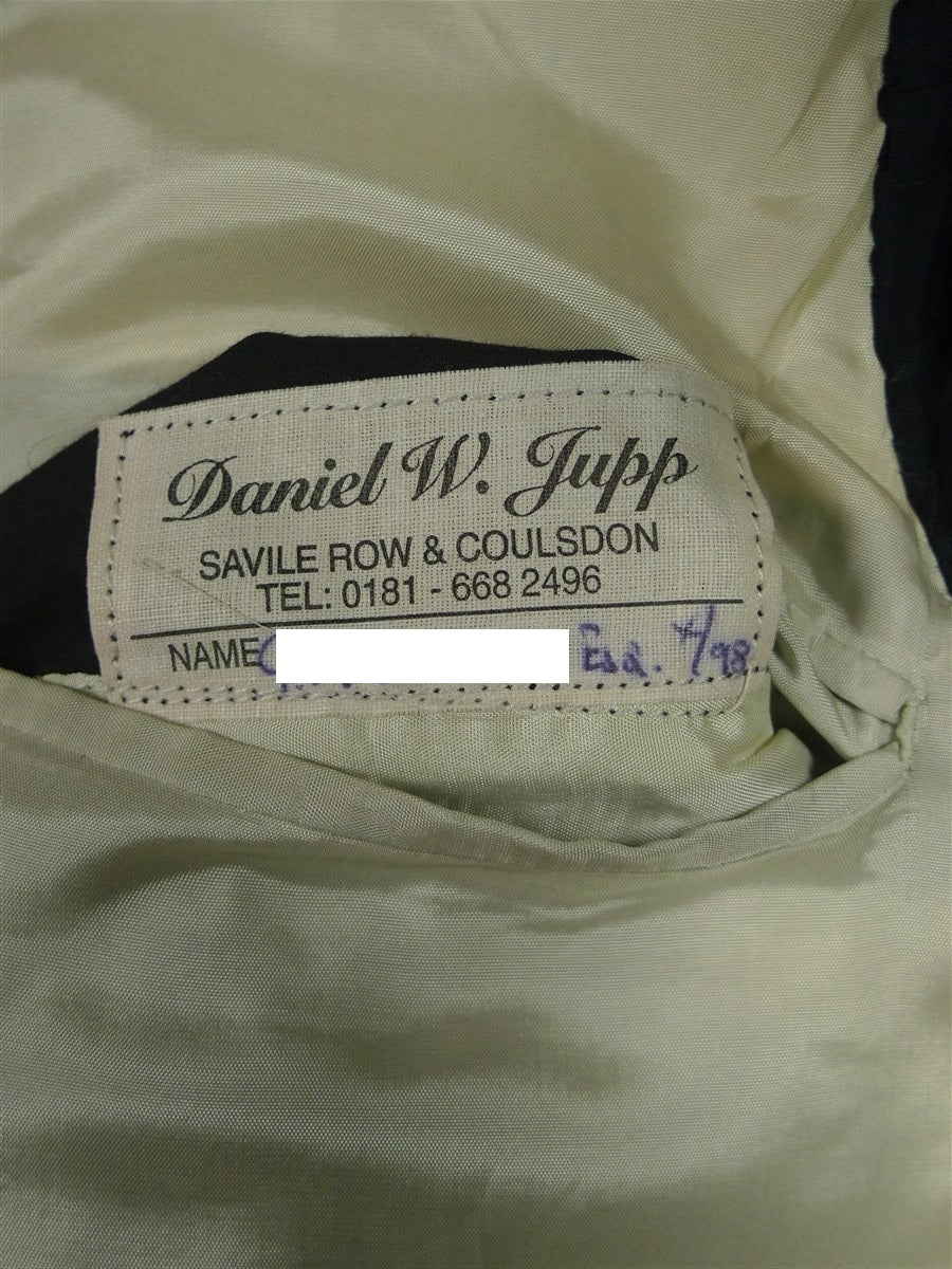 26/0730 immaculate 1998 daniel w jupp savile row bespoke midnight blue mohair dinner suit w/ gauntlet cuff 38 short