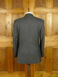 26/0731 near immaculate vintage crombie grey chalk-stripe worsted flannel d/b suit 42 long