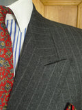 26/0731 near immaculate vintage crombie grey chalk-stripe worsted flannel d/b suit 42 long