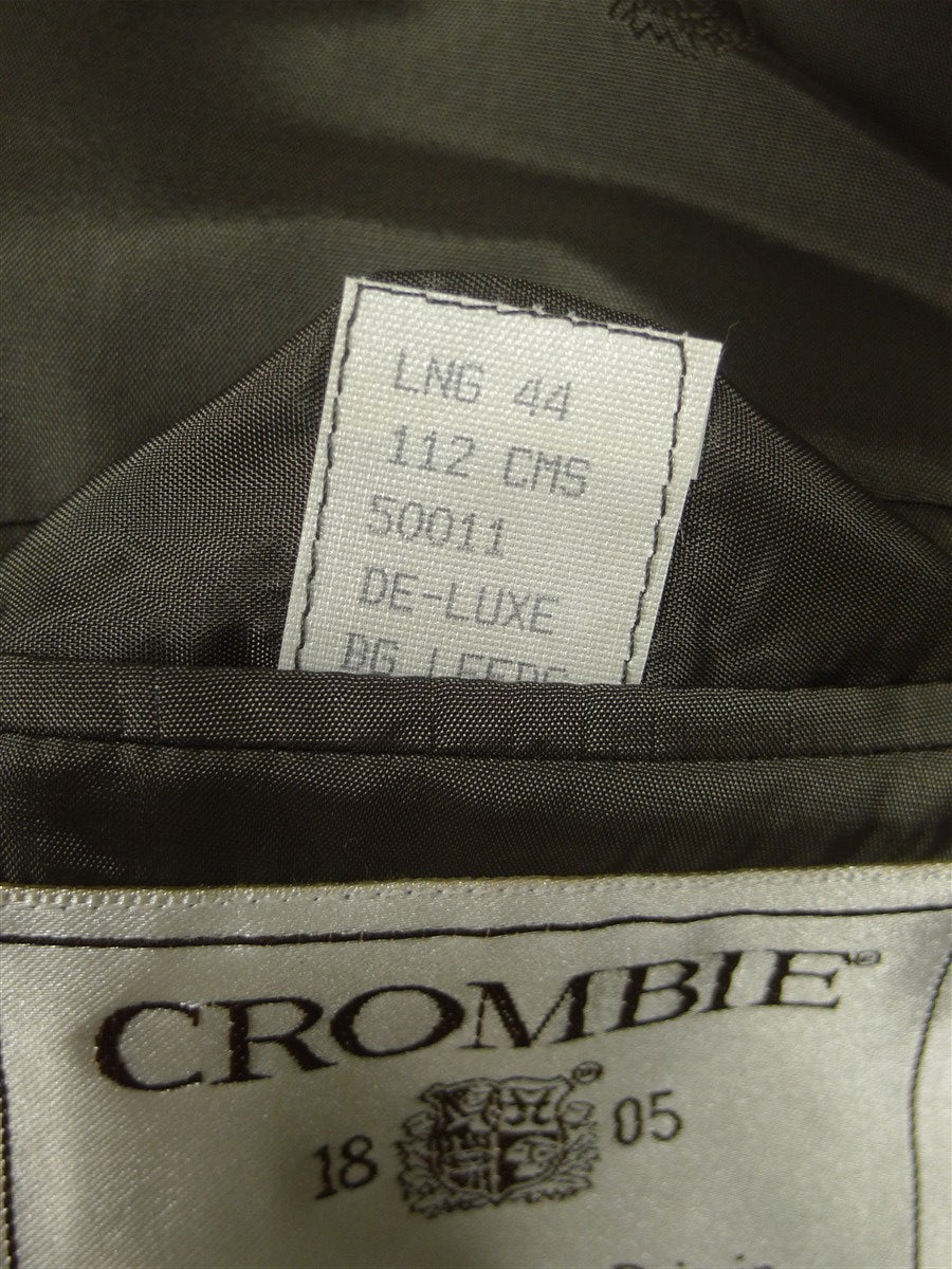 26/0731 near immaculate vintage crombie grey chalk-stripe worsted flannel d/b suit 42 long