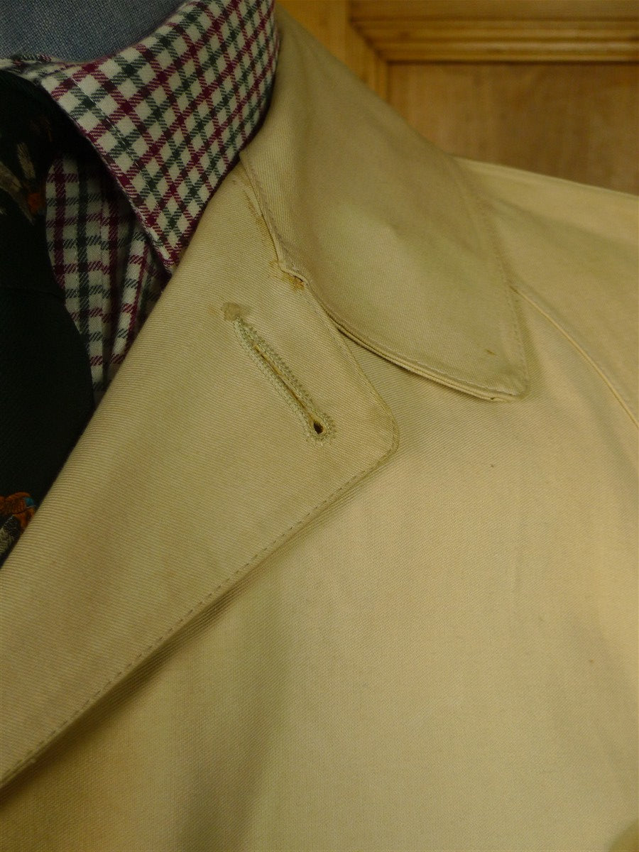 26/0723 vintage british rubber-proofed cotton riding mac overcoat coat w/ tattersall backing 36