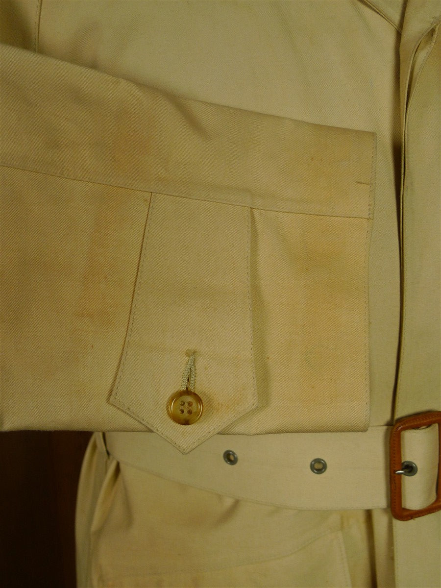 26/0723 vintage british rubber-proofed cotton riding mac overcoat coat w/ tattersall backing 36