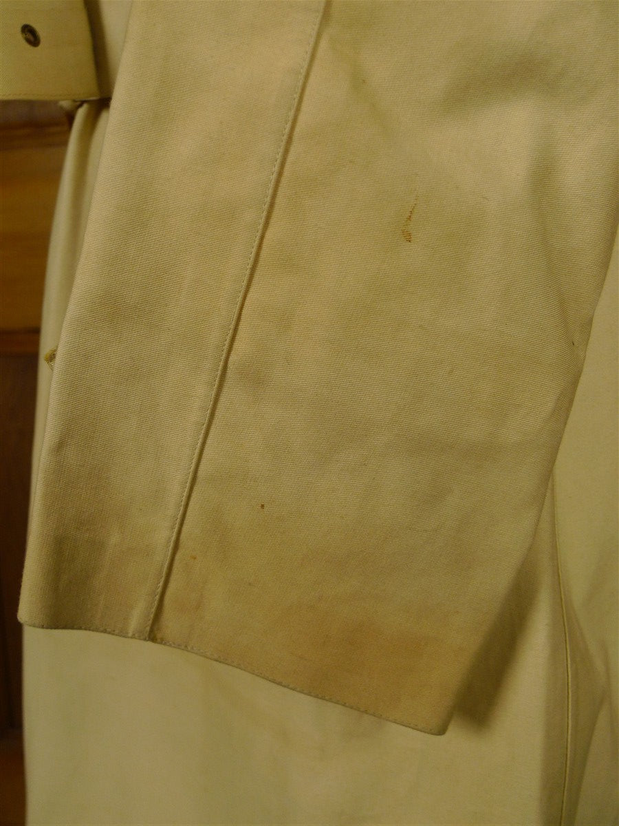 26/0723 vintage british rubber-proofed cotton riding mac overcoat coat w/ tattersall backing 36