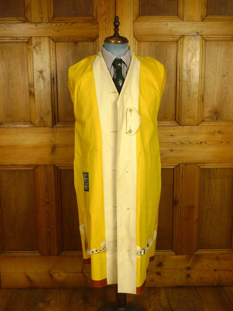 26/0723 vintage british rubber-proofed cotton riding mac overcoat coat w/ tattersall backing 36