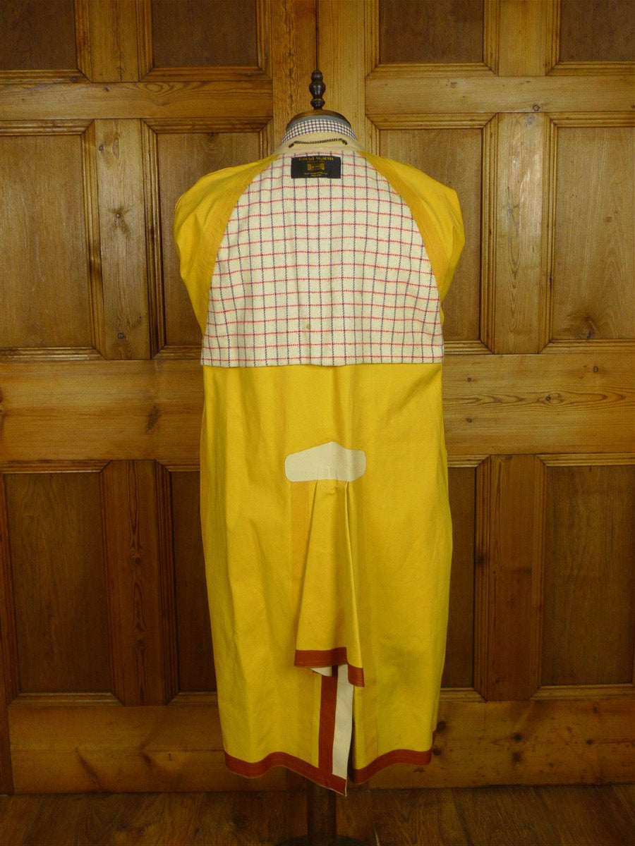26/0723 vintage british rubber-proofed cotton riding mac overcoat coat w/ tattersall backing 36