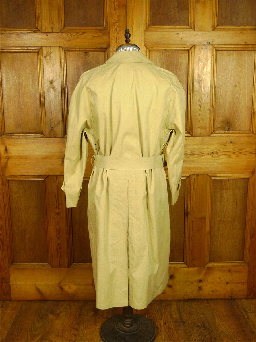 26/0724 vintage british rubber-proofed cotton riding mac overcoat coat w/ tattersall backing 38-40
