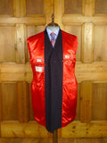 26/0722 vintage genuine crombie navy blue wool coat overcoat w/ velvet collar & red linings 44-45 regular