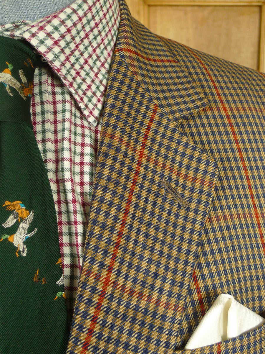 26/0717 vintage john g hardy brown gun check wool sports jacket blazer 40 regular