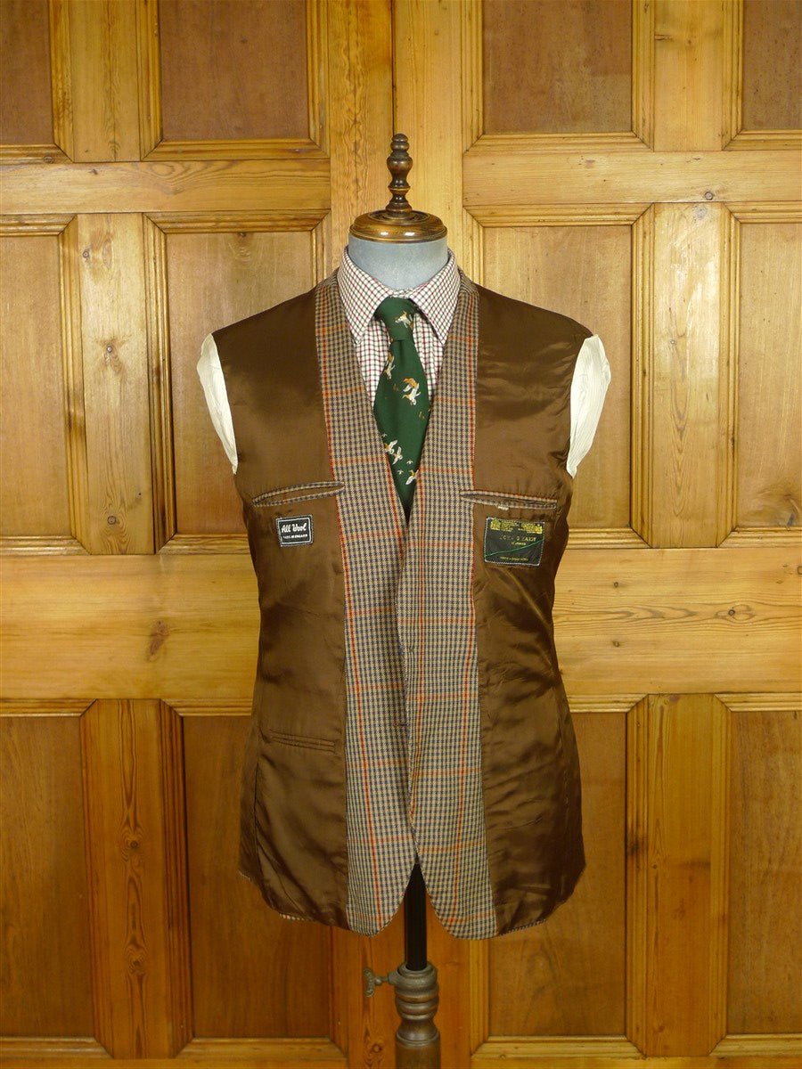 26/0717 vintage john g hardy brown gun check wool sports jacket blazer 40 regular