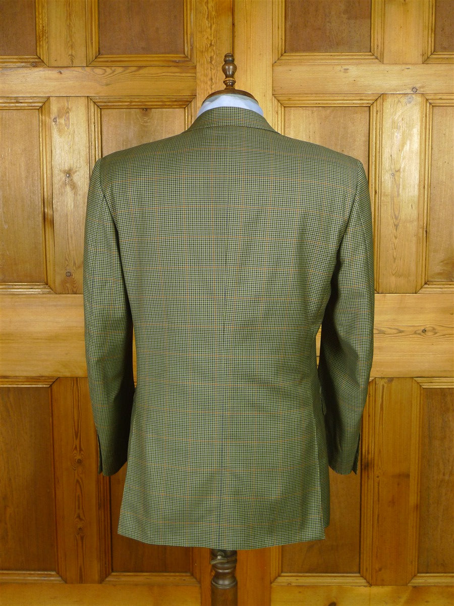 26/0714 vintage gieves & hawkes savile row green gun check wool sports jacket blazer 44 regular
