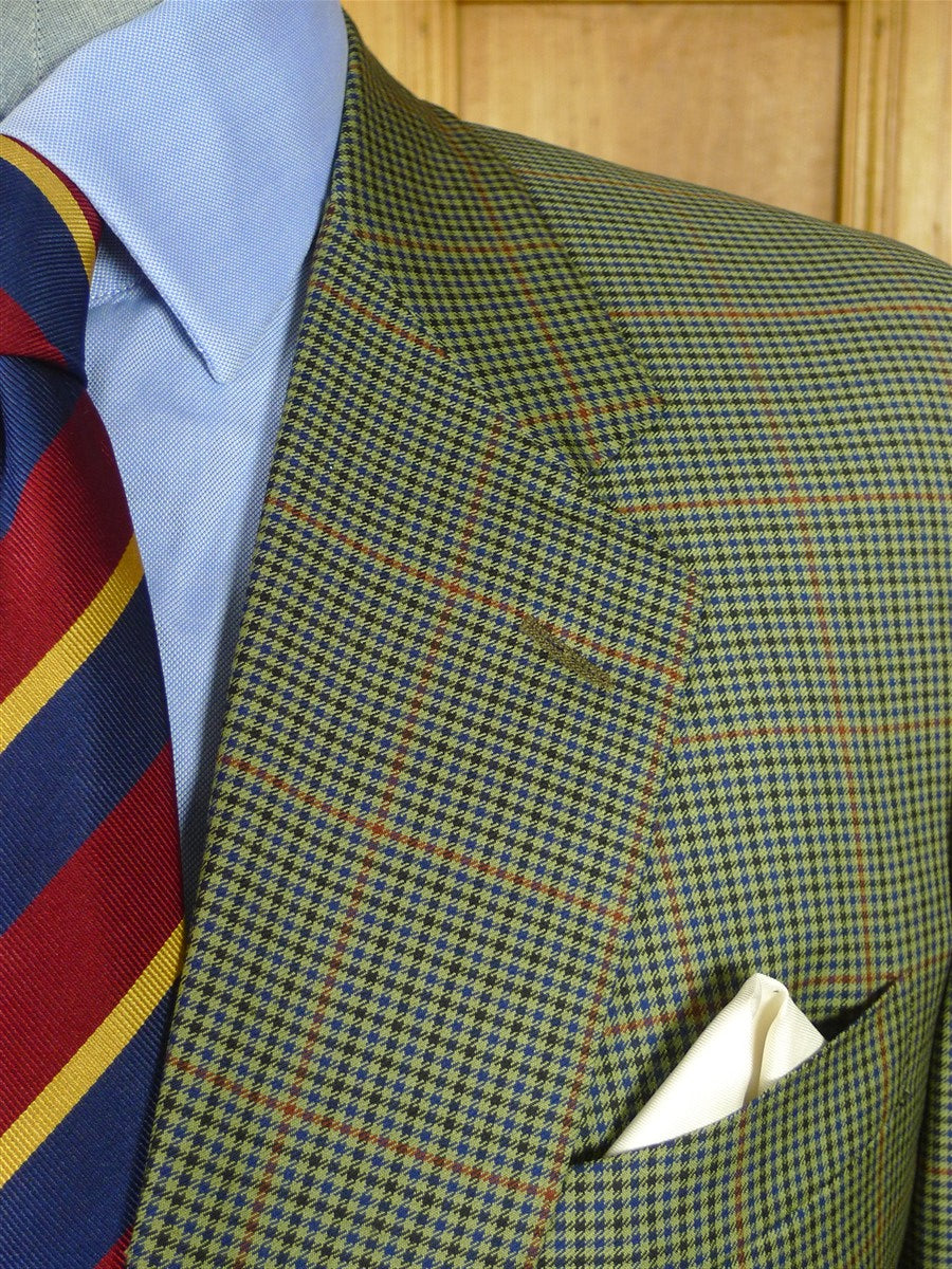 26/0714 vintage gieves & hawkes savile row green gun check wool sports jacket blazer 44 regular