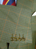 26/0714 vintage gieves & hawkes savile row green gun check wool sports jacket blazer 44 regular