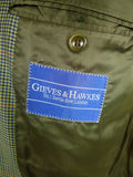26/0714 vintage gieves & hawkes savile row green gun check wool sports jacket blazer 44 regular