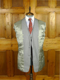 26/0727 near immaculate 2002 anderson & seheppard savile row bespoke grey pin-stripe worsted wool 3-piece suit 38-39 regular