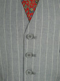26/0727 near immaculate 2002 anderson & seheppard savile row bespoke grey pin-stripe worsted wool 3-piece suit 38-39 regular