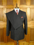 26/0726 immaculate 1995 anderson & sheppard savile row bespoke black pin-striped/b wool worsted suit 38-39 regular