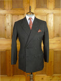 26/0726 immaculate 1995 anderson & sheppard savile row bespoke black pin-striped/b wool worsted suit 38-39 regular