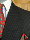 26/0726 immaculate 1995 anderson & sheppard savile row bespoke black pin-striped/b wool worsted suit 38-39 regular