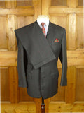 26/0725 immaculate 1991 anderson & seheppard savile row bespoke charcoal grey / red wp overcheck worsted 3-piece suit 39 regular