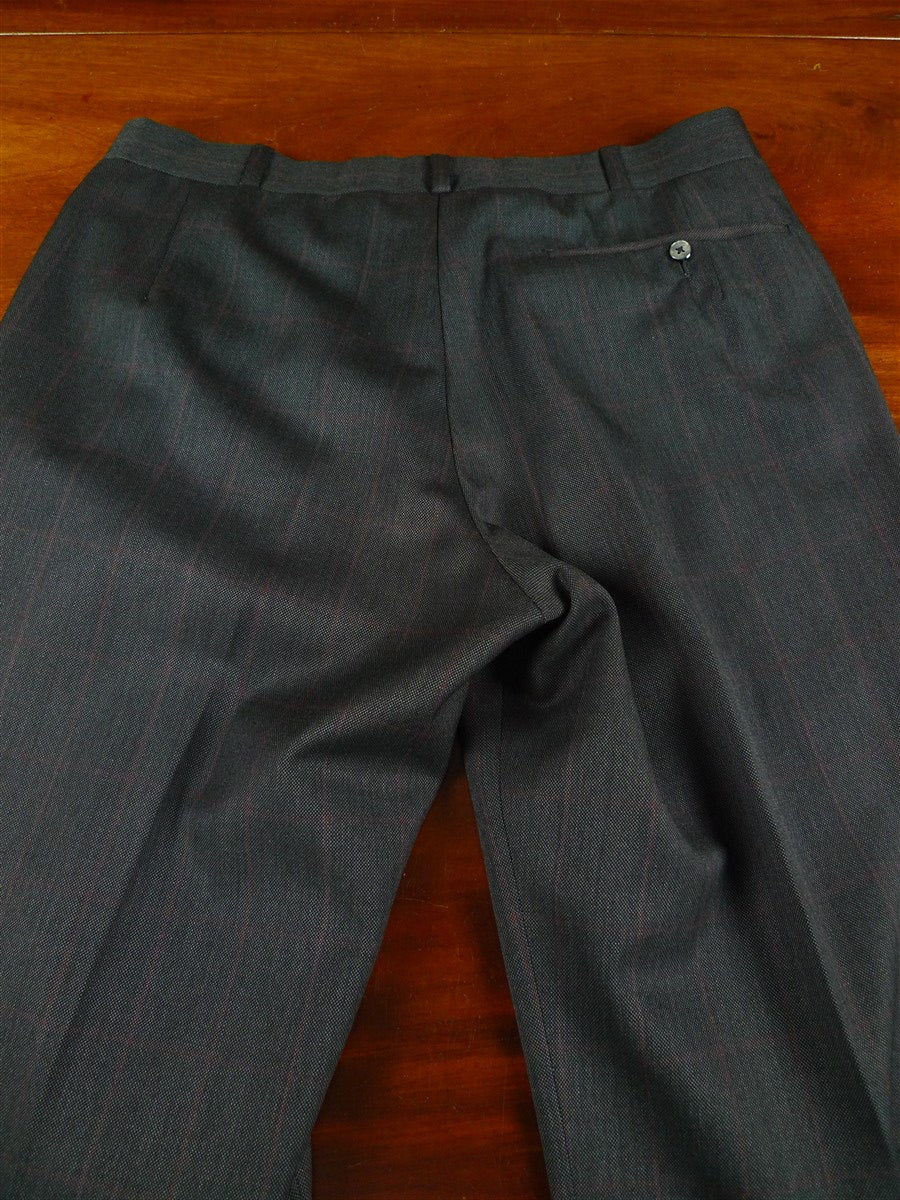 26/0725 immaculate 1991 anderson & seheppard savile row bespoke charcoal grey / red wp overcheck worsted 3-piece suit 39 regular