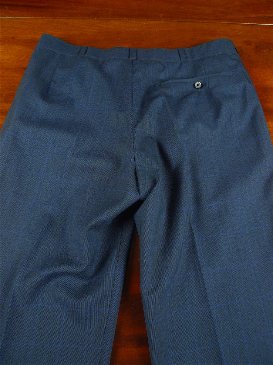 26/0728 vintage 1998 anderson & sheppard savile row bespoke blue wp check wool worsted suit 39 regular