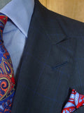 26/0728 vintage 1998 anderson & sheppard savile row bespoke blue wp check wool worsted suit 39 regular