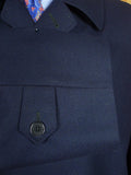 26/0721 immaculate loro piana wool navy blue full-length raglan coat overcoat 46