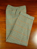 26/0729 immaculate vintage bespoke tailored brown / green shepherds check button-fly tweed trouser 32