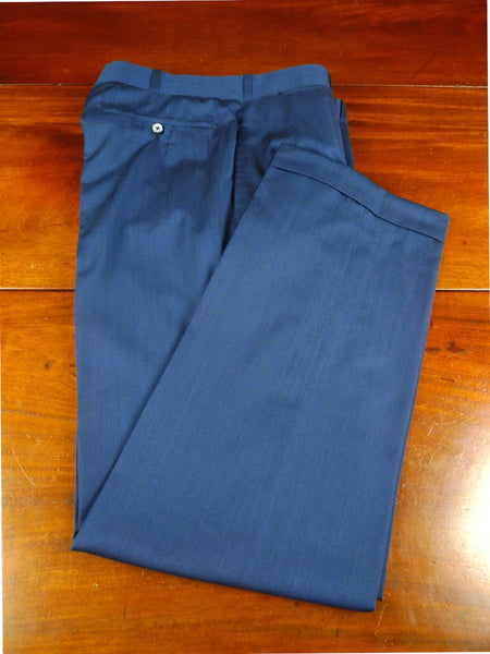 26/0732 immaculate 1995 anderson & sheppard savile row bespoke teal blue herringbone wool trouser 30-34