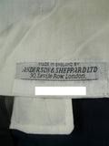 26/0732 immaculate 1995 anderson & sheppard savile row bespoke teal blue herringbone wool trouser 30-34
