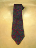 26/0770 immaculate christian dior red green leaf pattern 100% silk tie