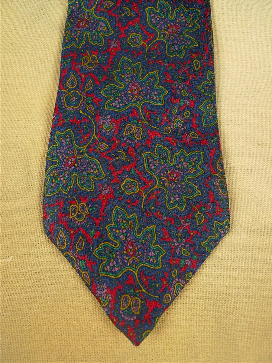 26/0770 immaculate christian dior red green leaf pattern 100% silk tie