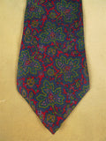 26/0770 immaculate christian dior red green leaf pattern 100% silk tie