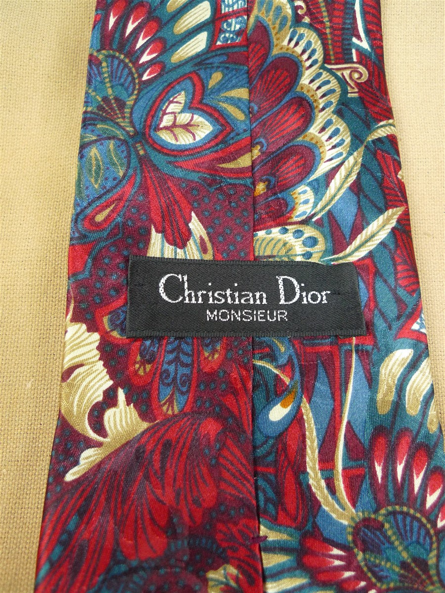 26/0767 immaculate christian dior red gold 100% silk tie