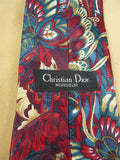 26/0767 immaculate christian dior red gold 100% silk tie