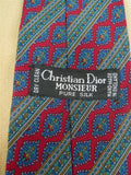 26/0765 christian dior red blue green 100% silk tie