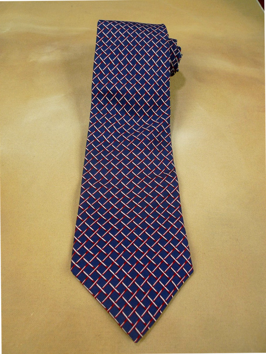 26/0749 immaculate turnbull & asser navy blue red silver 100% silk tie