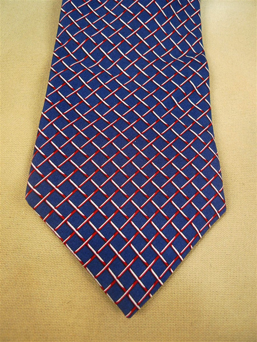26/0749 immaculate turnbull & asser navy blue red silver 100% silk tie