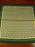 26/0741 immaculate turnbull & asser Jermyn St. green gold 100% silk pocket square
