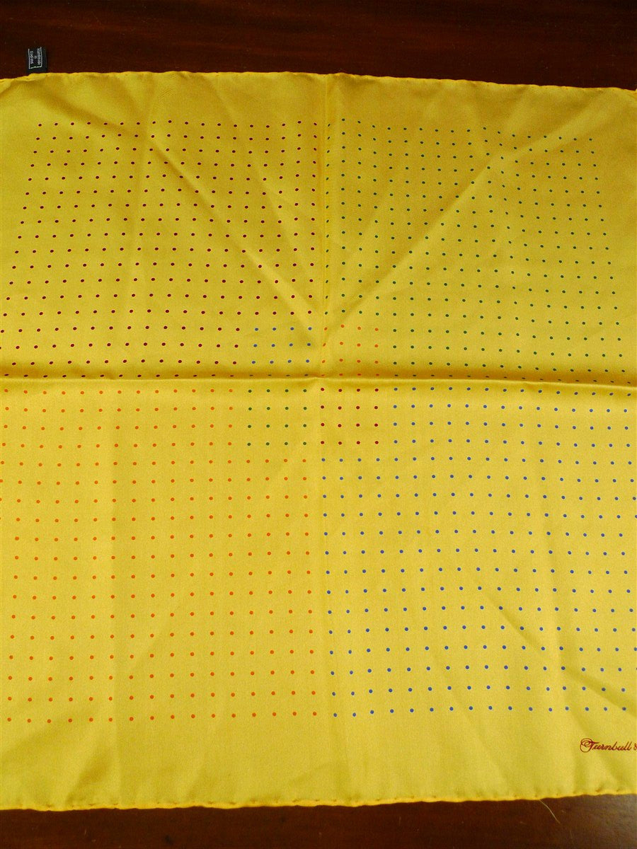 26/0736 immaculate turnbull & asser Jermyn St. yellow polka dot 100% silk pocket square