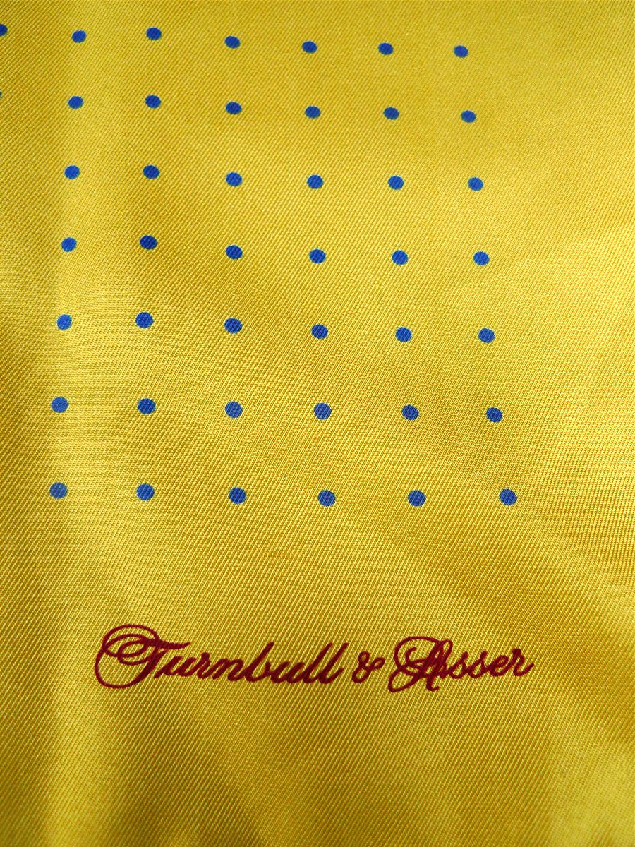 26/0736 immaculate turnbull & asser Jermyn St. yellow polka dot 100% silk pocket square