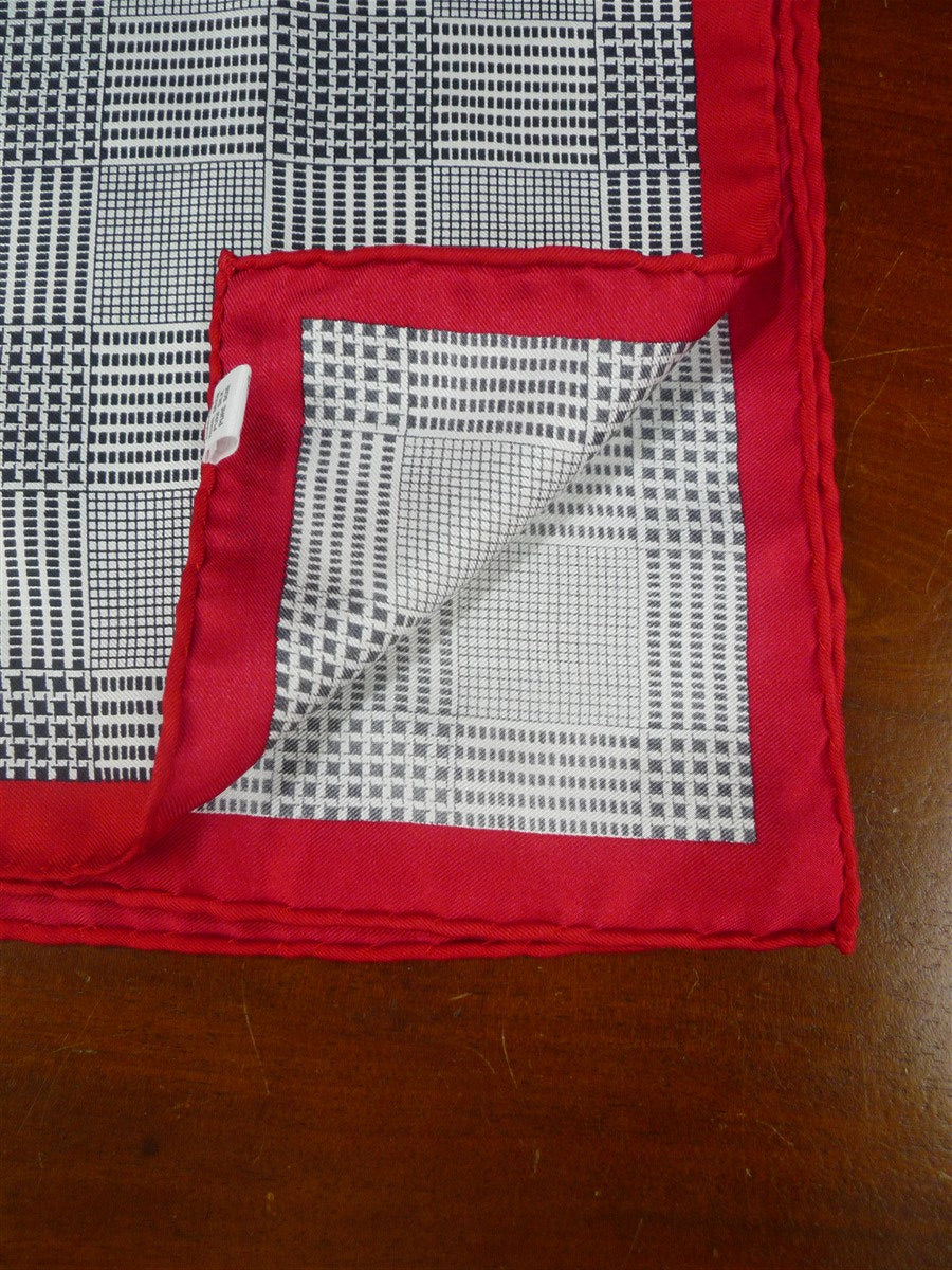 26/0737 immaculate turnbull & asser Jermyn St. cream red 100% silk pocket square