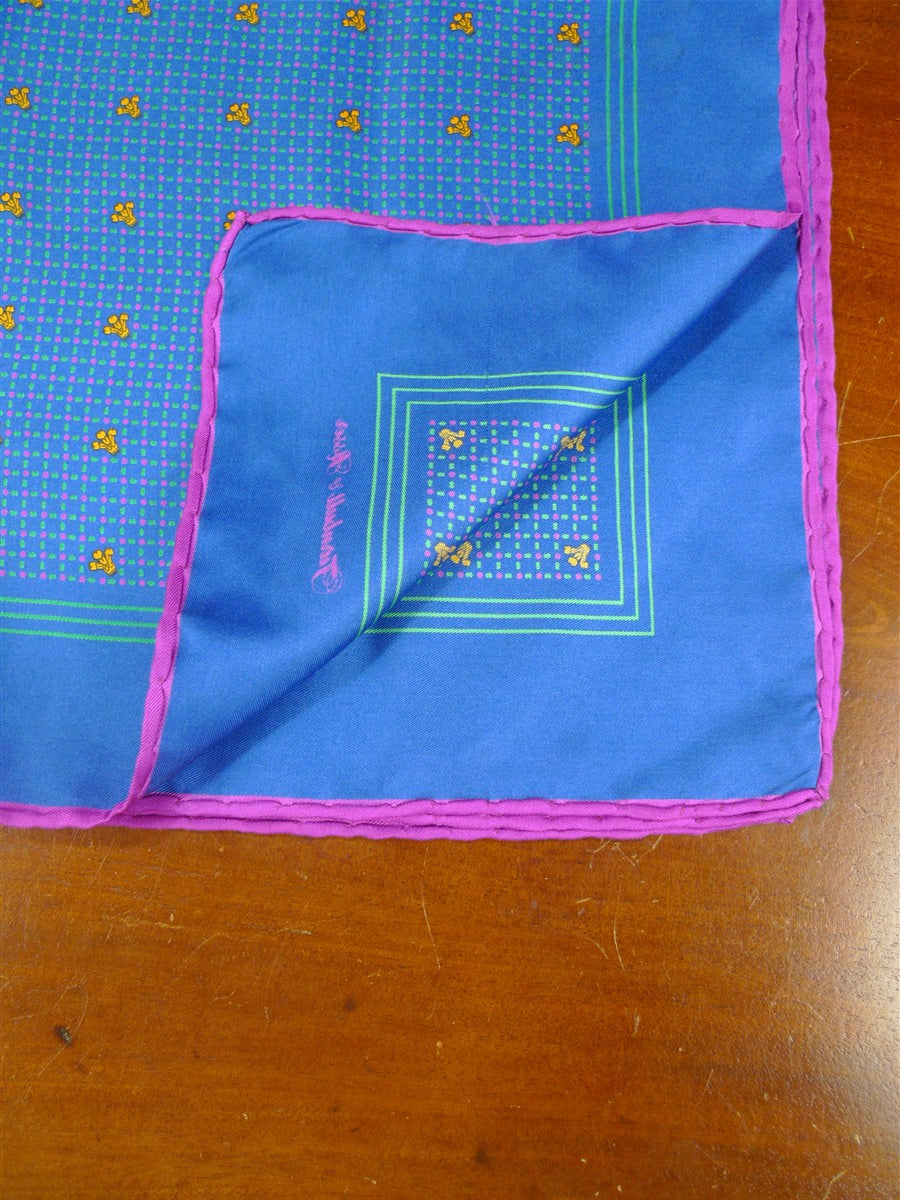 26/0740 immaculate turnbull & asser Jermyn St. blue green 100% silk pocket square