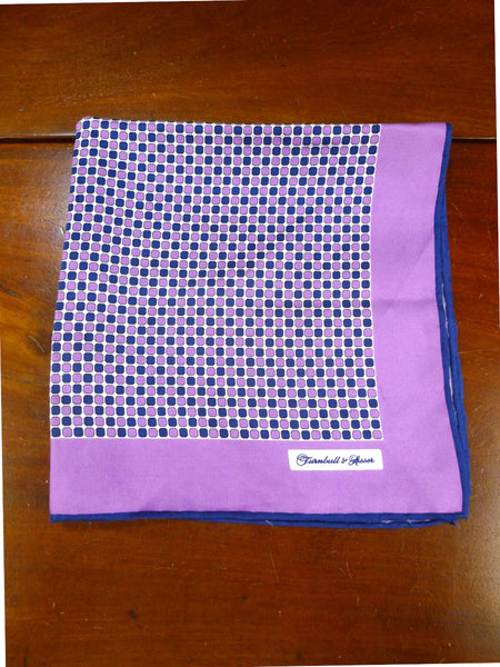 26/0739 immaculate turnbull & asser Jermyn St. purple blue 100% silk pocket square