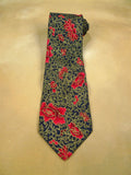26/0768 christian dior red gold black floral design 100% silk tie