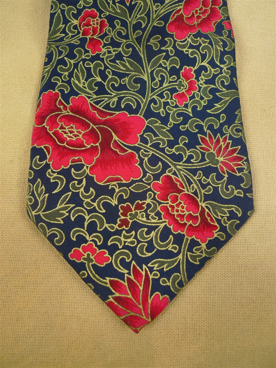 26/0768 christian dior red gold black floral design 100% silk tie