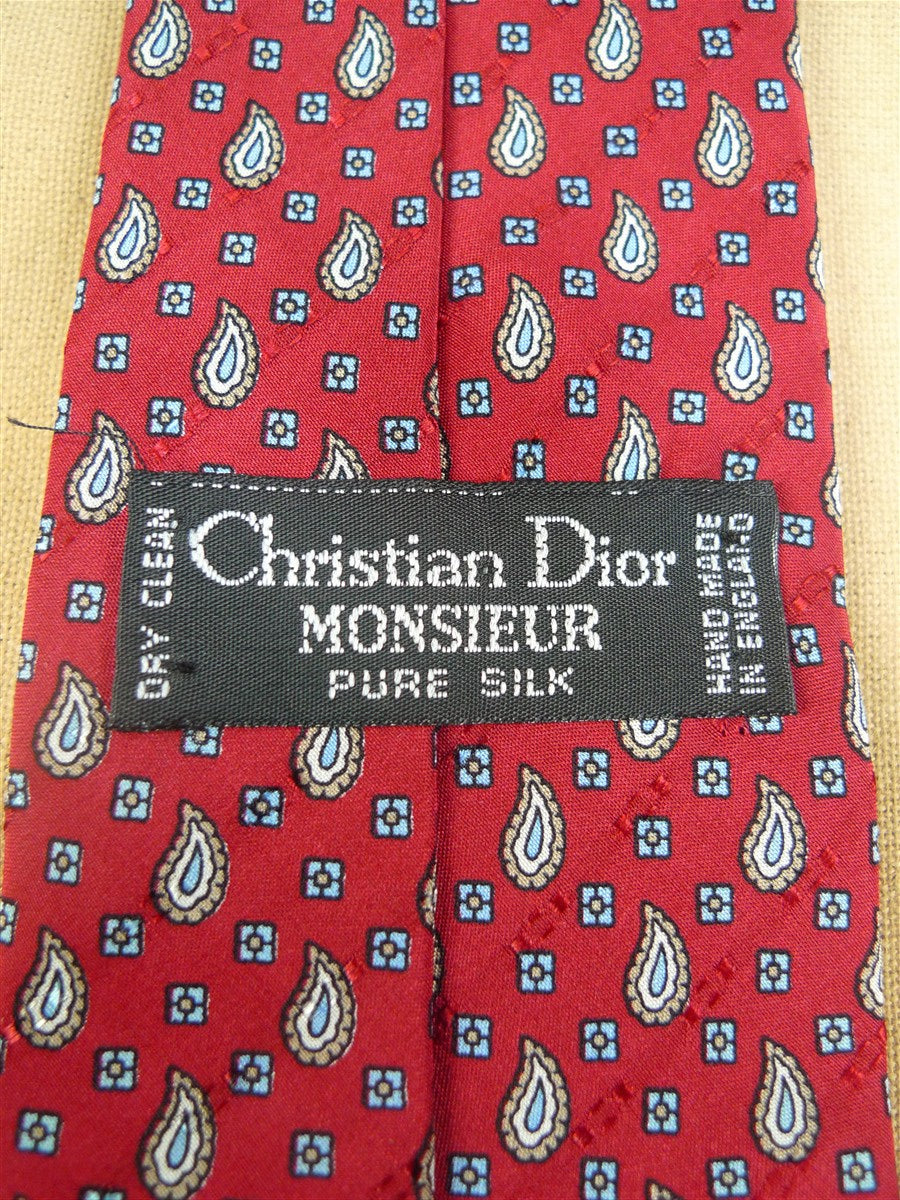 26/0769 christian dior red paisley pattern 100% silk tie