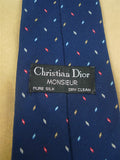 26/0784 immaculate christian dior blue red 100% silk tie