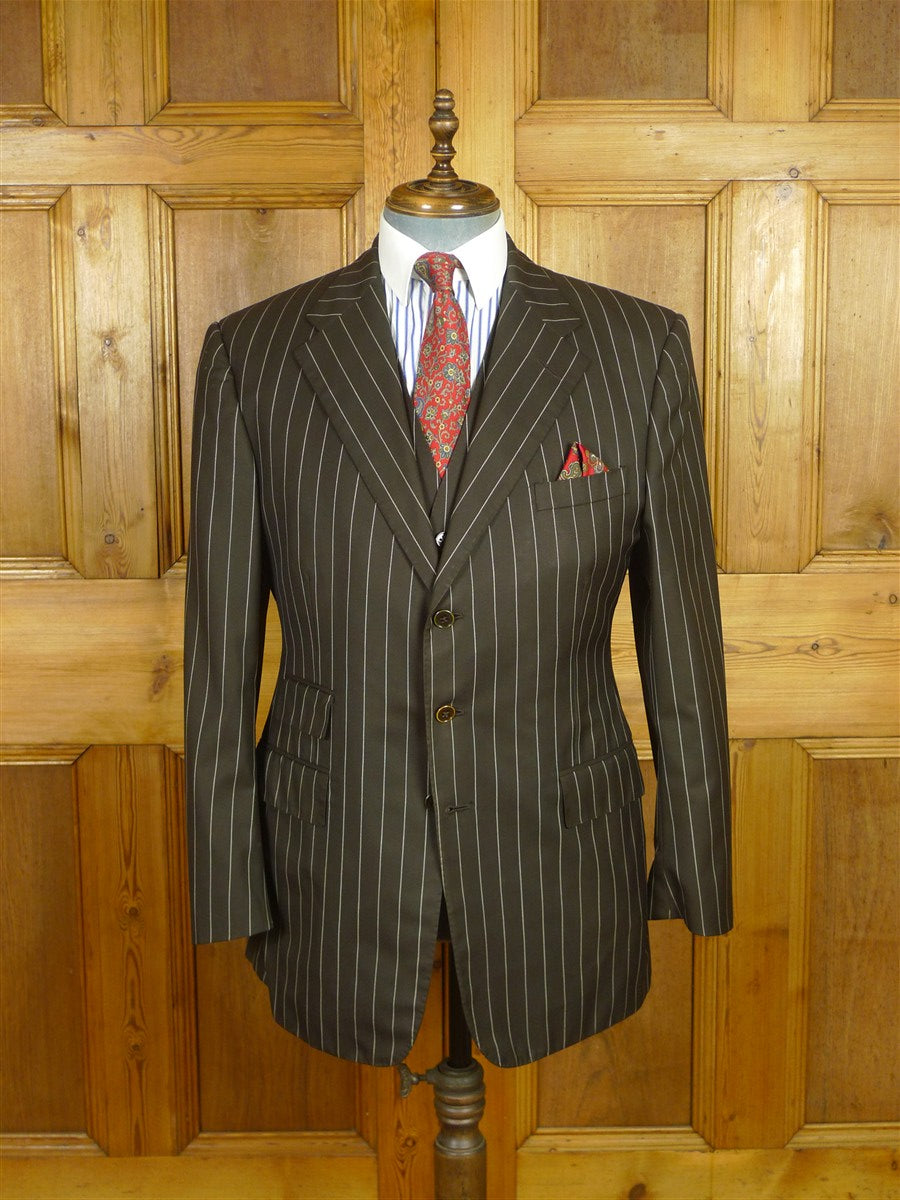 26/0758 vintage ralph lauren purple label brown wool & cashmere rope-stripe 3-piece suit 40 regular