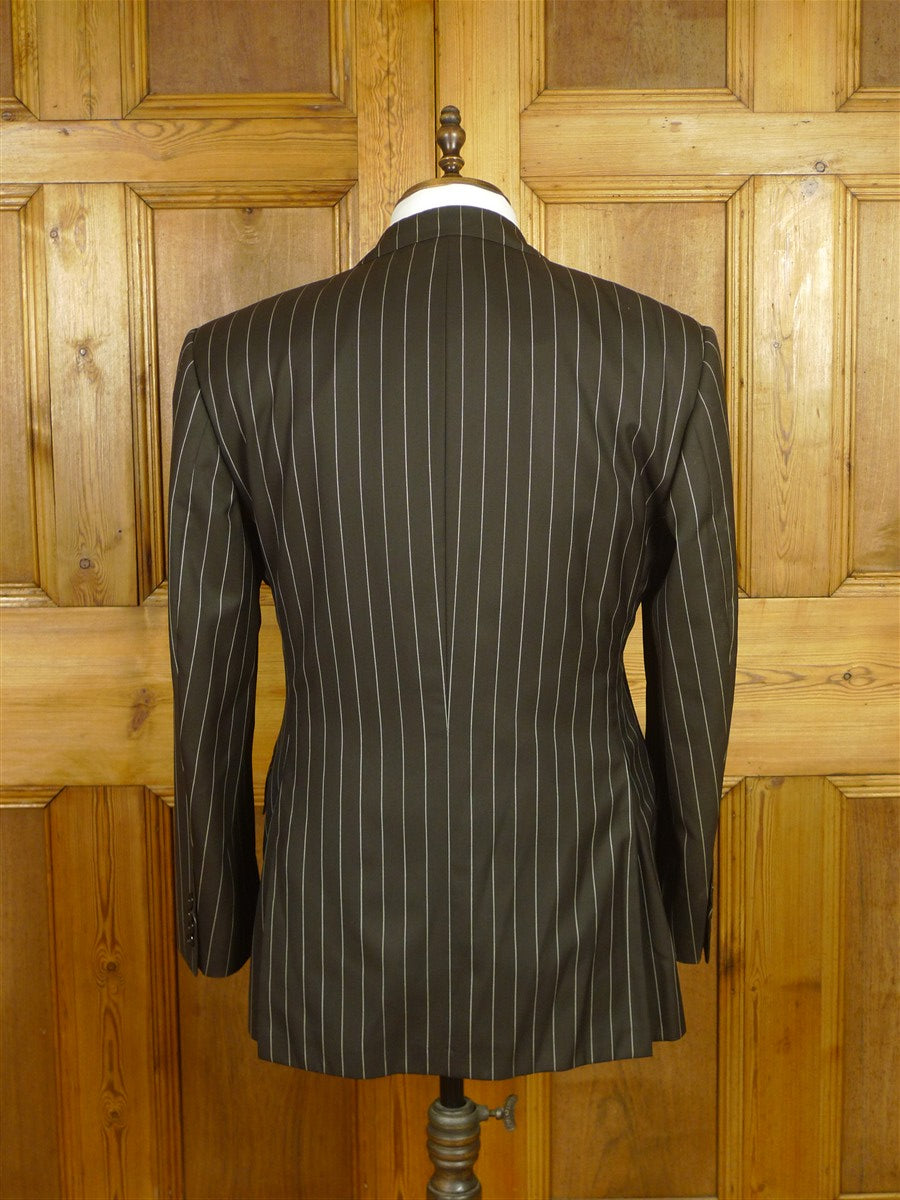 26/0758 vintage ralph lauren purple label brown wool & cashmere rope-stripe 3-piece suit 40 regular